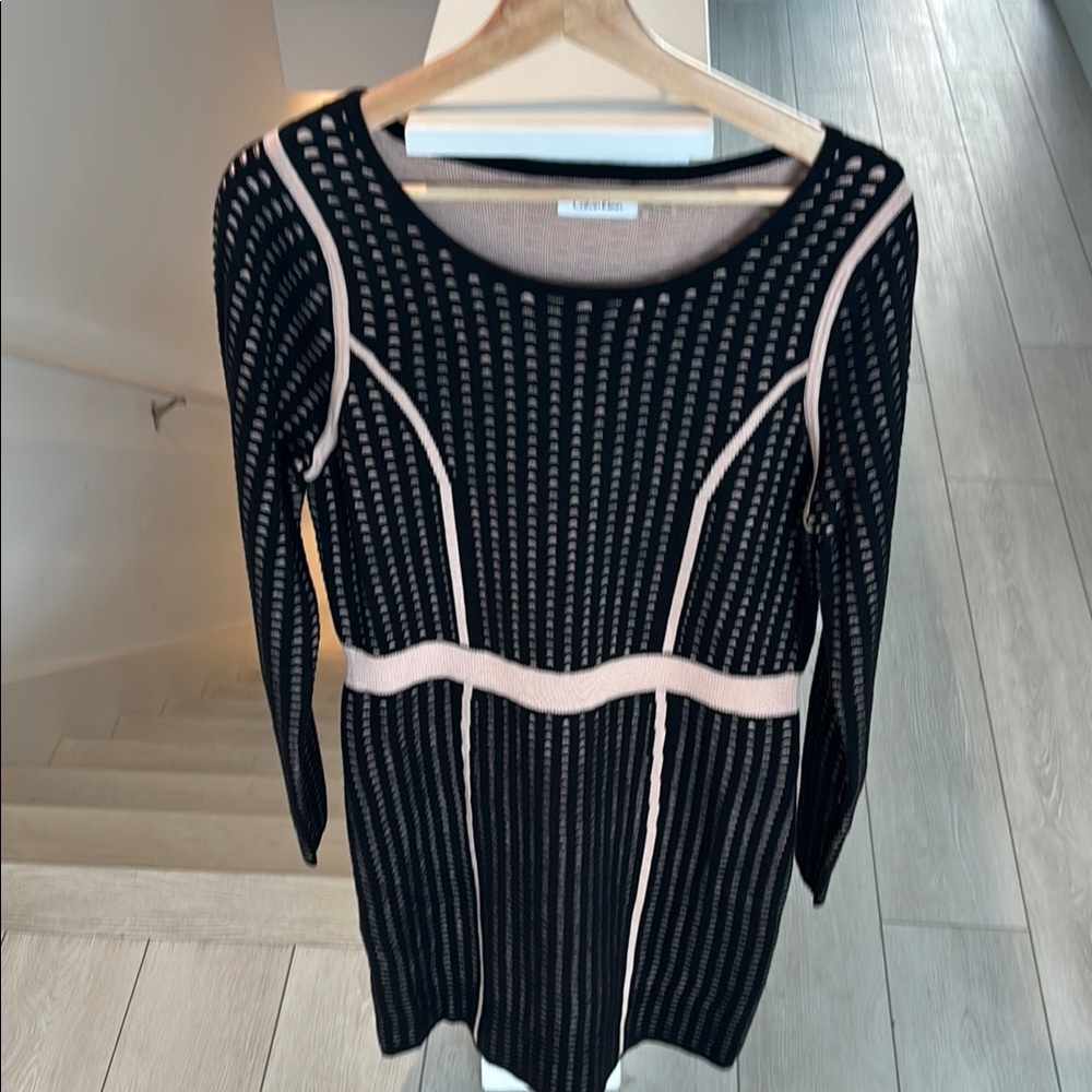 Calvin Klein Black and Pink Long Sleeve Dress